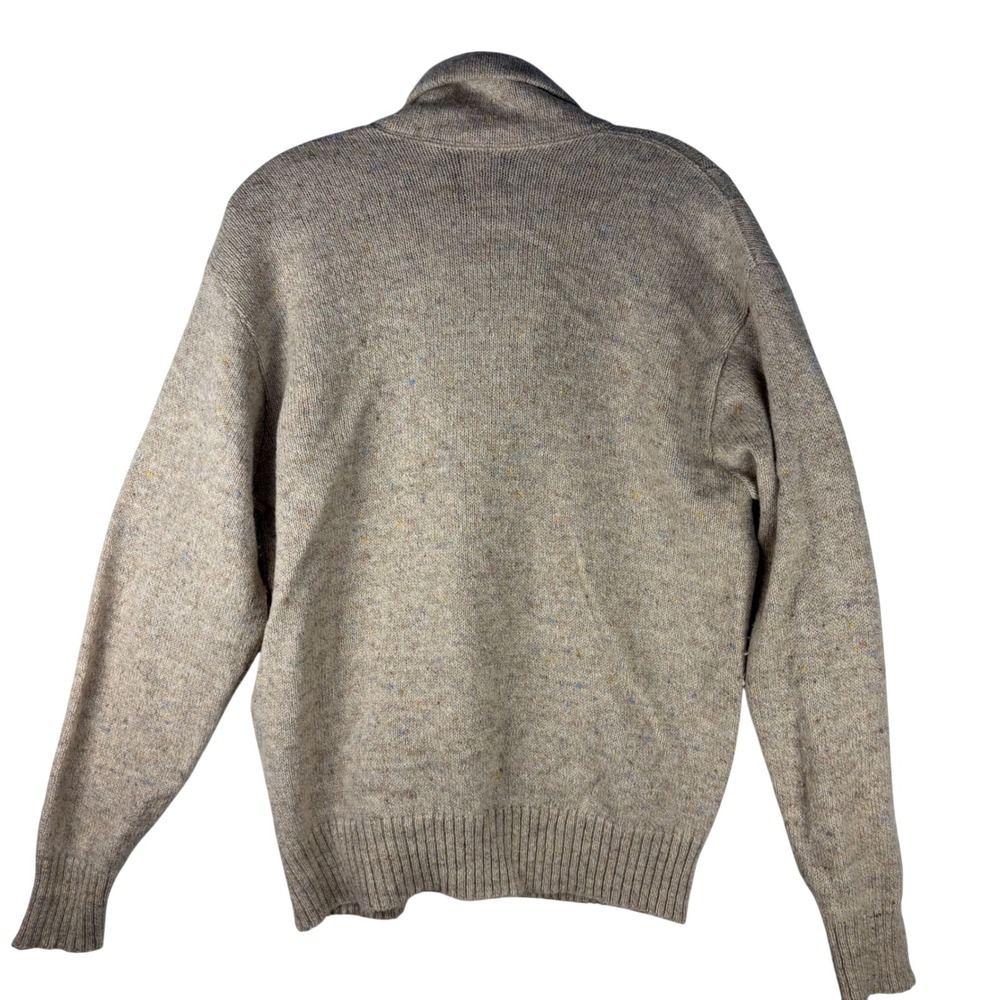 Robert Bruce Vintage Mens Large Shawl Collar Cable Knit Cardigan Sweater Tan USA - Picture 3 of 11